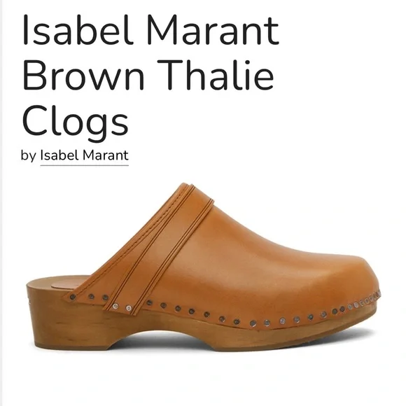 Isabel Marant Thalie Studded Clog Mules, Natural Brown, 37 ✨ - Picture 1 of 15